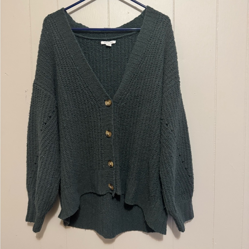 American Eagle Outfitters dark green Off-the-Shoulder Sweater